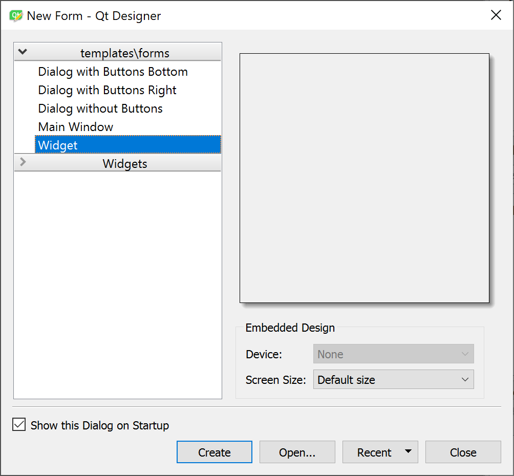 Create a new blank widget