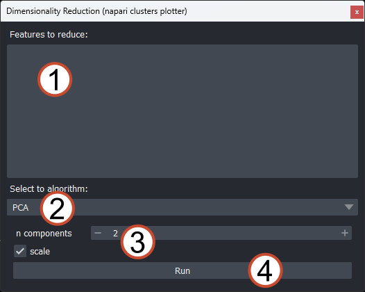 Dimensionality reduction widget overview